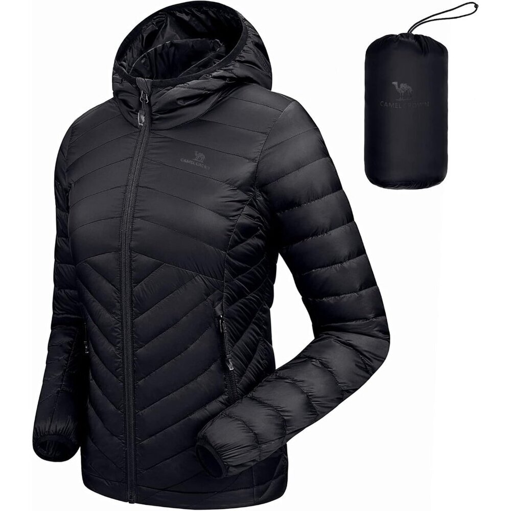 Women's Advanced Down Jacket - Packable Hooded Puffer for Supreme Warmth, Large